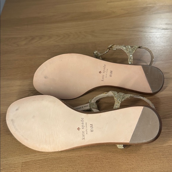 Kate Spade Glittering Gold T-strap Sandals - Picture 8 of 9